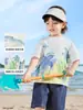 Camiseta de Manga Corta de Algodón Puro con Dinosaurio para Niños Europeos Verano 2026 Nueva Ropa de Verano para Niños y Niños Pequeños