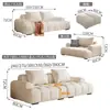 Sofá Puff Cor Creme para Sala de Estar, Apartamento Pequeno, Apartamento de Aluguel Minimalista Estilo Francês, Tecido Resistente a Arranhões de Gato, Sofá de Algodão e Linho