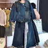 Conjunto Denim Novo para Meninas Primavera e Outono Estilo Coreano Jaqueta Jeans com Franjas Jeans de Perna Larga Conjunto Elegante de Duas Peças Estilo Coreano
