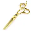 Tijeras de Peluquería Estilo Anillo Dorado Naipson de 6.0 pulgadas, Tijeras para Cortar el Cabello, Tijeras Planas, Tijeras Entresacadoras, Tijeras para Flequillo