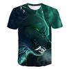 Camiseta deportiva de verano 2021 con estampado digital 3D de lobo para hombre, cuello redondo, manga corta, para parejas