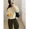 Suéter Vermelho de Gola Polo Grossa Estilo Japonês para Mulheres, Tricô Novo Outono e Inverno com Gola Reversível, Top Casual