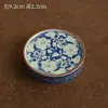 Juego de Té Azul y Blanco Imitación Song Ru Kiln Yuan Cerámica Gaiwan Taza de Té Bandeja para Té Seco Juego de Té Kung Fu para el Hogar Caja de Regalo Presente