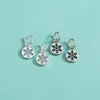 Plata de Ley S925 Sólida Colgante Copo de Nieve Estilo Coreano Estilo Ins Pulsera de Cristal Colgante Copo de Nieve Pulsera Trenzada de Cuerda DIY Accesorios