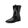 Botas gruesas 40 Botas romanas Botas de nueva generación Talla grande Otoño e invierno Caña corta con bordado Comercio exterior Botas europeas y americanas Puntera 43 Mujer