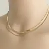 Estilo Bohemio Transfronterizo Europeo y Americano Cadena Plana Apilada Gargantilla Europea y Americana Moda Femenina de Moda Cadena de Metal con Forma de Hoja Collar