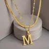 Collar con Colgante de Letra Transfronteriza Accesorios Joyería de Acero de Titanio Joyería de Nicho de Alta Gama para Mujer Cadena para Clavícula Doble Apilada