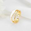 Anillo de Pareja con Anillo de Goteo de Aceite con Superficie Abierta Irregular para el Amor Simple a Larga Distancia de Mujer Anillo de Soporte de Perla Cola de Pez Blanco y Negro