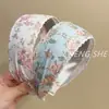 Flor de Cerezo Verde Primavera~ Diadema Floral Pastoral de Ala Ancha para Mujer, Diadema de Tela de Encaje, Suave y Realza la Piel, Adecuada para Salir