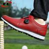 Novos Sapatos de Golfe Masculinos para Exterior Impermeáveis e Resistentes à Abrasão Sapatos Esportivos Porosos Respiráveis Antiderrapantes Sapatos com Fivela Rotativa