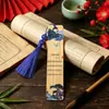 Marcador de Página de Bambu Poesia Antiga Estilo Chinês Borla Criativa Para Alunos do Ensino Fundamental Presente de Leitura Lembrança Cultural e Criativa Material de Papelaria