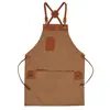 Delantal de lona transfronterizo con paneles de color contrastante y cinturón de cuero, adecuado para restaurantes, cafeterías, floristerías y panaderías, con tirantes cruzados en la espalda, personalizable