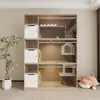Gabinete para Gatos, Villa para Gatos, Guardería y Cría de Gatos Exhibidor para Tienda de Mascotas, Sala de Parto para Gatos, Criadero de Gatos, Tres Pisos Madera Maciza Leiledezhu