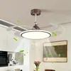 Luz de Ventilador de Teto Ultrafina Invisível Estilo Medieval para Quarto, Luz de Ventilador de Estudo Simples Retro Silenciosa Protetora dos Olhos, Luz de Ventilador de Teto para Sala de Jantar