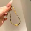Anillo de Correr Dorado de Moda Pulsera de Oro Negro para Mujer Cadena Sencilla de Moda Estilo Chanel Pulsera Tejida Cepillada Brillante