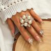 Festival de Moda Europeo y Americano Exagerado Tridimensional Exquisito Noble Perla Camelia Diamante Anillo Abierto