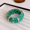 Pulseira Aberta Estilo Vintage Banhada a Ouro Genuíno Madrepérola Moda Retrô Versátil Pulseira Simples Elegante para o Dia a Dia Joias Femininas
