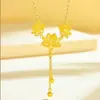 Tienda de Oro Mismo Estilo Loto Vaina de Loto Arena Dorada Collar de Oro para Mujer Nuevo Estilo Chino Cadena para Clavícula Exquisita de Alta Gama Nuevo Producto