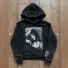 Tendência de Rua Outono Inverno Retrô Preto e Branco Retrato Estampa Capuz Estrela Americana Imagem Beleza Pulôver Moletom Solto