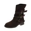 Botas de montaria de cano alto com sola grossa estilo retrô francês para mulheres, novidade outono 2026 versão coreana, botas curtas justas elegantes de camurça