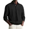 Camisas polo masculinas europeias e americanas transfronteiriças, coleção primavera e outono, camisetas de manga comprida estilosas e sofisticadas com um colarinho distinto, direto da fábrica para drop shipping