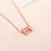 Versão coreana de colar de cintura fina feminino zircônia diamante pingente de cintura fina corrente de clavícula ouro rosa 18K ouro da moda presente