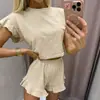 Nova Coleção Primavera/Verão 2026 Europeia e Americana Roupa de Casa Duas Peças de Algodão de Bambu Branco com Mangas Curtas Pijama Macio e Amigo da Pele para Mulheres