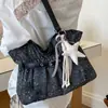Bolsa de Ombro Transfronteiriça com Novo Design de Moda, Bolsa Tote Jeans Estrelada de Grande Capacidade, Bolsa de Ombro Versátil para o Dia a Dia para Mulheres