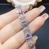 Venta al por mayor de fábrica Popular Pulsera Natural de Tanzanita con Incrustaciones de Plata S925 Piedra Principal 4*6 Joyería de Lujo Venta Directa de Fábrica