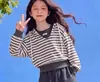 Conjunto de Ropa de Otoño para Niñas 2026 Nuevo Moda Elegante Casual de Dos Piezas con Rayas Holgadas para Niños Mayores