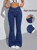 Directo de Fábrica Ropa para Mujer Cruzada Acampanada Elástica Adelgazante Favorecedora Alargadora de Piernas Casual Acampanada Pantalones Largos En Stock