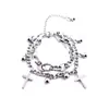 Pulsera Exagerada Cadena Hip Hop Joyería de Mano Estilo Frío Europeo y Americano Metal Doble Capa Cruz Pareja Pulsera