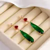 Novos Brincos Longos Estilo Chinês Retrô Literário Elegante Verde Esmeralda Clipe de Orelha Espiral de Mosquito Brincos Perfurados para Mulheres Brincos