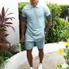 Nuevo Traje Casual de Shorts de Manga Corta para Hombre Popular Europeo y Americano Amazon Delgado para Hombre Verano 2024 Conjunto de Dos Piezas Transfronterizo
