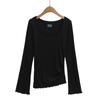 Nuevos Tops de Mujer Primavera y Verano 2025 que Resaltan la Figura, Cuello Cuadrado Elástico, Mangas de Campana, Pliegues Laterales, Camiseta con Abertura, Casual