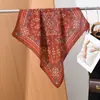 Bufanda de algodón y lino con estampado de espiga para primavera y otoño, pañuelo cuadrado pequeño para mujer de otoño e invierno, chal cálido versátil, bufanda de seda elegante, pañuelo para la cabeza