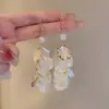 Ganchos de Orelha Borla Pétala Pérola Francesa, Brincos Longos Elegantes e Sofisticados, Elegância Acessível de Luxo, Brincos da Moda para Mulheres