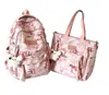 Nova Mochila Escolar Estampada Estilo Chinês para Meninas, Nova Mochila Versátil Simples de Alto Valor, Mochila Grande para Notebook para Estudantes Universitários