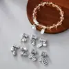 Colgante Duro de Plata Pura 999 Estilo Chino 3D con Diseños de Caquis, Cacahuates, Paz y Flores de Loto, con Agujeros Grandes