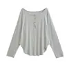 Blusa Holgada de Jazz Relajado Manga Larga para Mujer Verano Estilo Americano Chica Caliente Cuello Redondo Camisa Base Abotonada