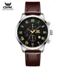 Reloj Marca Opk Modelo Nuevo Correa de Cuero Simple Esfera Multifunción Reloj para Hombre Resistente al Agua Reloj de Cuarzo Reloj para Hombre