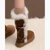 Botas de Nieve Gruesas con Suela Gruesa para Mujer 2026 Nuevo Invierno Antideslizantes Algodón con Piel Retro Plus Terciopelo Aumento de Altura