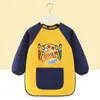 Bata de Pintura Infantil, Delantal de Pintura Artística, Babero para Comer de Bebé, Guardería Cinta Mágica Impermeable Ropa para Usar al Revés