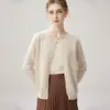Cachemira rara y exquisita: un cárdigan de punto 100% cachemira pura, suave y cómodo para mujer, con un pequeño estampado de lunares y un diseño calado.
