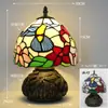 Nueva Lámpara de Mesa Tiffany Estilo Retro Americano Sala de Estar Estudio Lámparas Artesanales de Vidrio de Colores Pantalla de Lámpara Lámpara de Mesa Americana