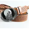 Hebilla de Aleación de Zinc con Cabeza de Lobo para Motocicleta Cinturón de Piel de Vaca Hebilla Retro para Hombre Cinturón Moderno Cinturón Casual Personalizado para Pantalones
