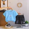 Colar para Menino Roupa de Verão Manga Curta Estilosa Roupas para Meninos Conjunto de Verão Duas Peças para Crianças Roupa de Verão para Bebê