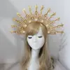 Paquete de materiales para corona solar headdress hecho a mano DIY foto pasarela Corona de iglesia diadema de estrella dorada plateada negra