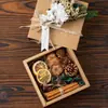 Caja de Regalo de Papel Kraft Estilo Mori Nórdico Literario Retro Simple Estilo Ins para Cumpleaños Caja de Regalo con Flores Secas