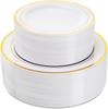 Productos populares de Amazon, 25 piezas/juego plato desechable redondo de plástico para cena, dorado oro rosa, 10.25 pulgadas